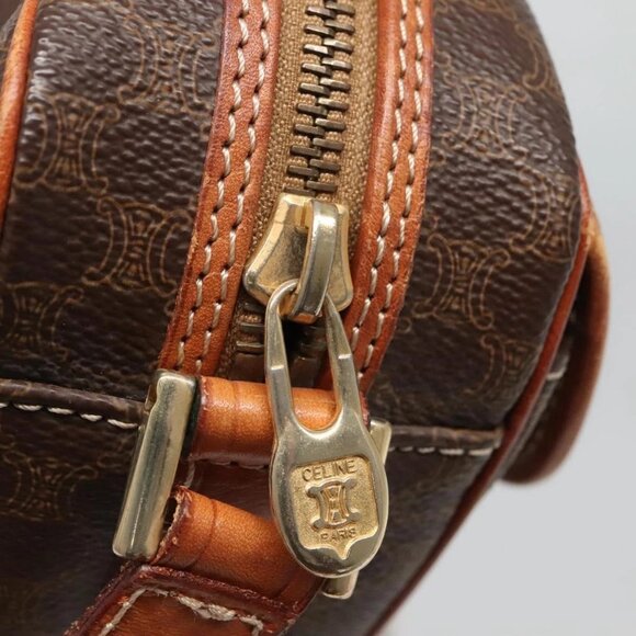 CELINE Macadam Canvas Shoulder Bag PVC Leather Brown Gold Auth 121703 - Picture 11 of 16